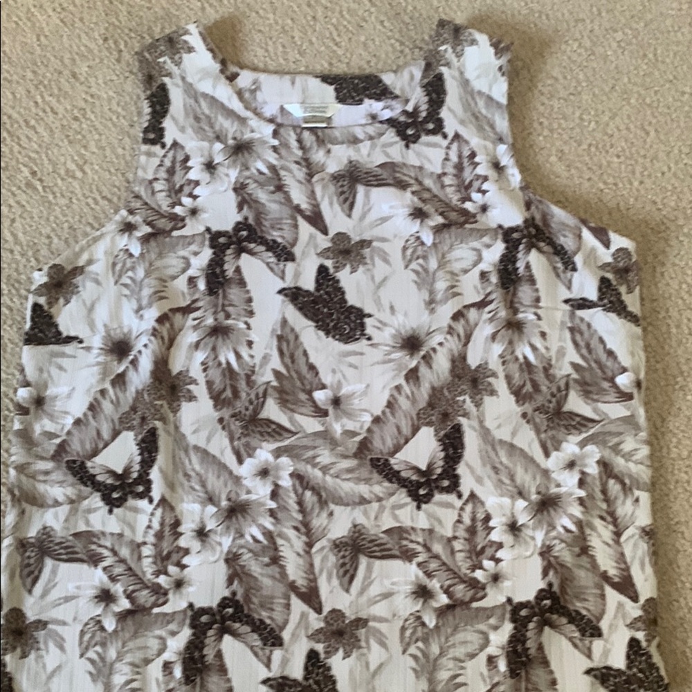 Floral Sleeveless Top - Brown and White